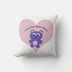 I Love You Beary Much Purple Bear Cushion