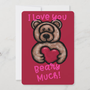 I Love You Beary Much Teddy Bear Valentine  Holiday Card