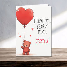 I Love you Beary Much Teddy Bear Valentine Name