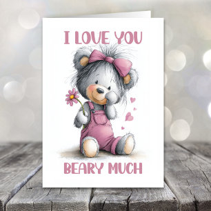 I Love You Beary Much Teddy Bear Valentines Day Holiday Card