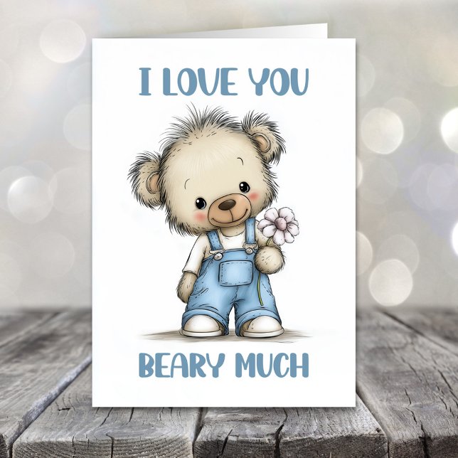 I Love You Beary Much Teddy Bear Valentines Day Holiday Card (Creator Uploaded)