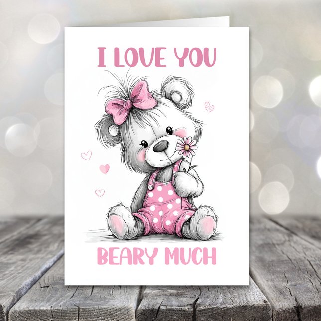 I Love You Beary Much Teddy Bear Valentines Day Holiday Card (Creator Uploaded)