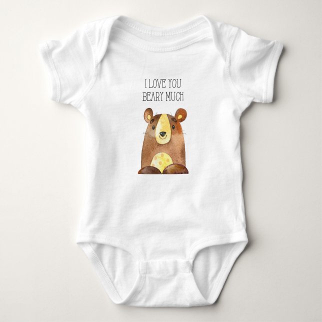 I Love You Beary Much, Woodland Bear Baby Grow Bodysuit (Front)