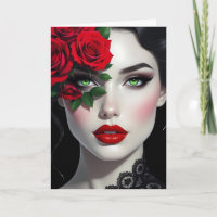 I Love You | Beautiful Woman with Red Rose