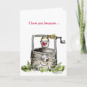 I Love You Because... Cartoon Valentine Card