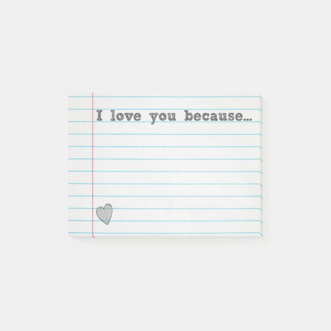 "I love you because..." fill in the blank note (Front)