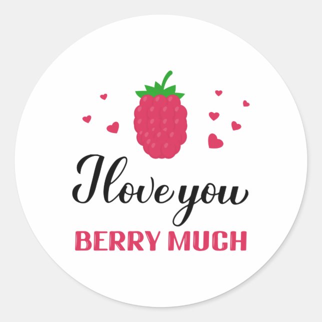 I love you berry much pun quote classic round sticker (Front)