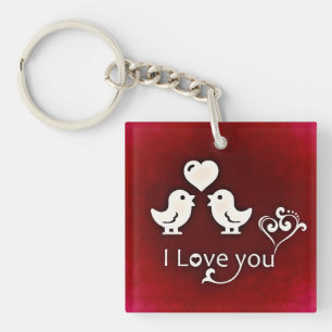 I Love You Birds Acrylic Keychain
