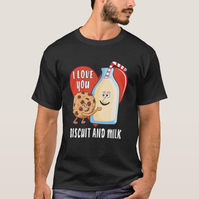 I LOVE YOU BISCUIT AND MILK Biscuit Milk Friends T-Shirt (Front)