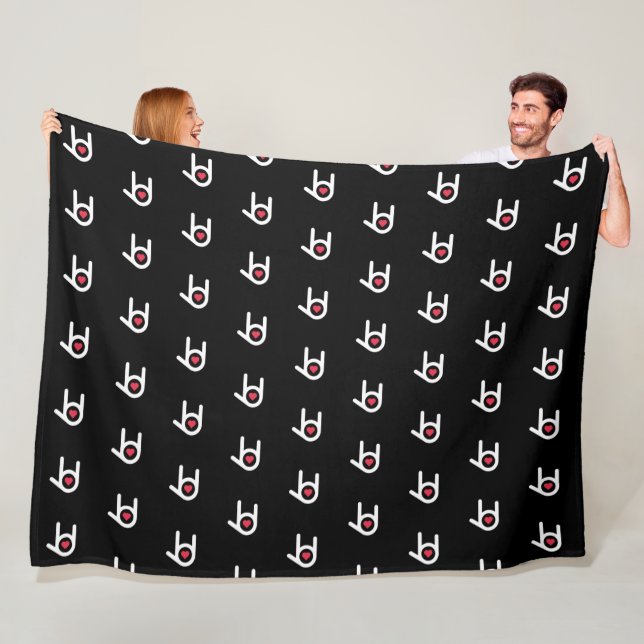 I Love You Black Fleece Blanket (In Situ)