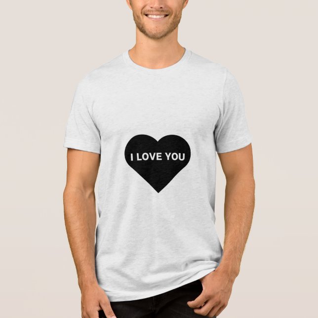 I Love You Black T Shirt Design (Front)