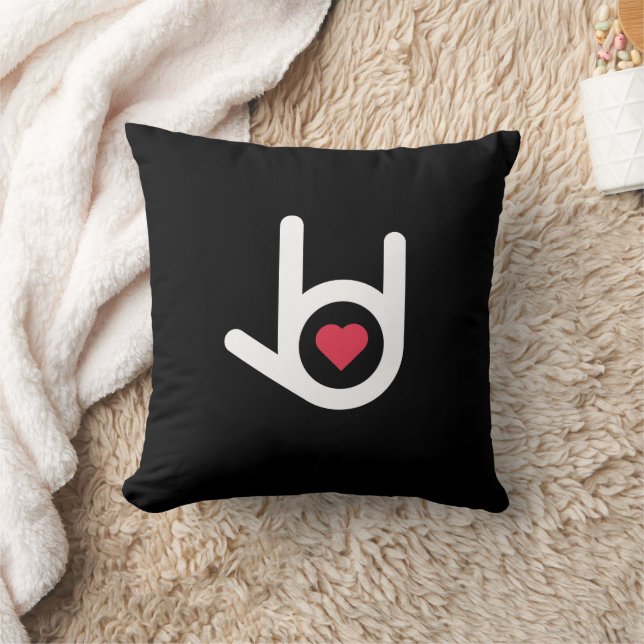 I Love You Black Throw Pillow (Blanket)