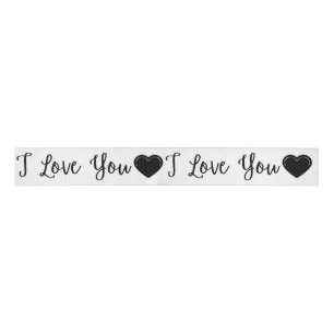 I Love You Black Valentine's Grosgrain Ribbon
