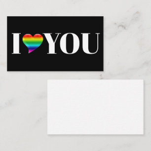 I Love You, black white pride lgbt rainbow heart Enclosure Card