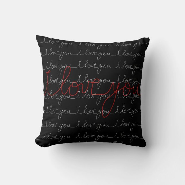 I love you black, white & red cushion (Front)