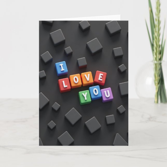 I Love You Block Letter Card (Front)