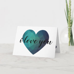 I love you blue heart valentine's day card