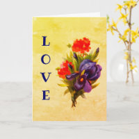 I Love You Blue Iris Flower Art Personalised Card