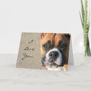 I Love You Boxer Dog greeting card