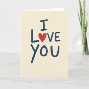 I Love You Brush Stroke Heart Card