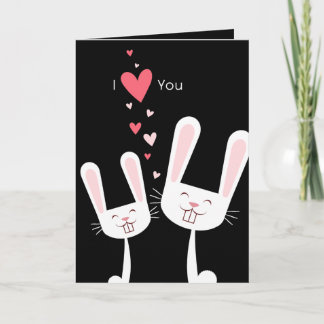 I Love You Bunny Rabbits (black) Valentine Holiday Card