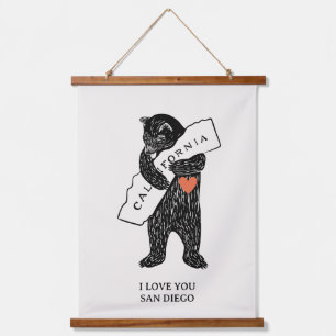I love you California Bear Hugging Map Custom City Hanging Tapestry