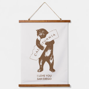 I love you California Bear Map Custom City Hanging Tapestry