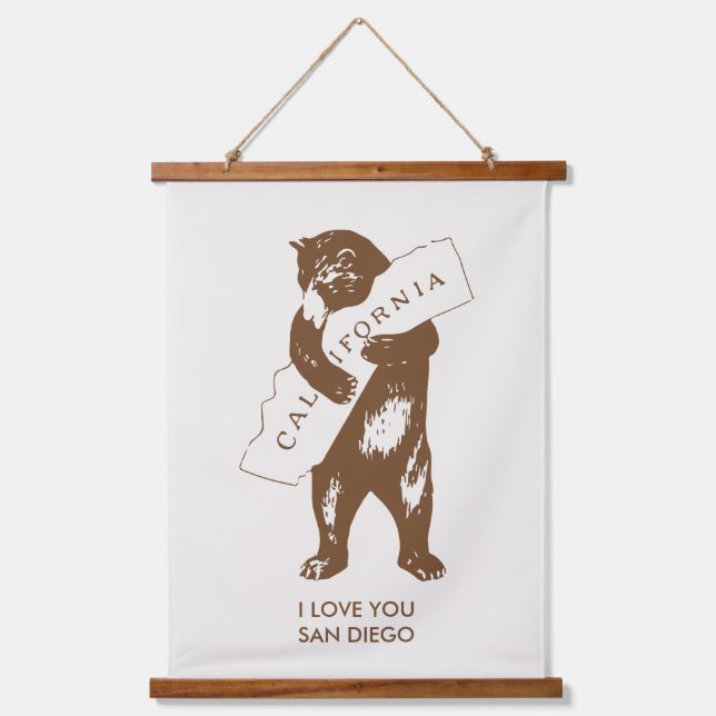 I love you California Bear Map Custom City Hanging Tapestry (Front)
