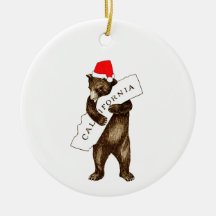 I Love You California Bear with Santa Hat