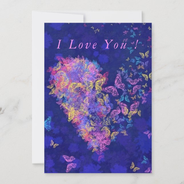 I Love You Card Butterfly Heart Romantic Love (Front)