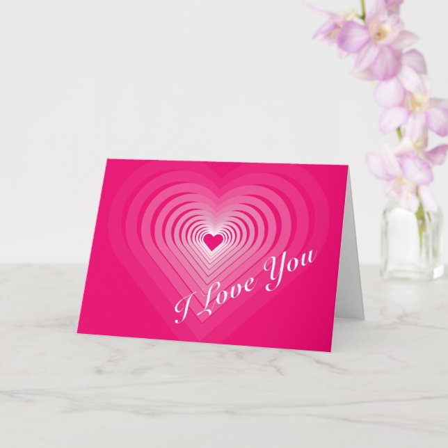 I Love You Card Pink Hearts Happy Valentine's Day (Orchid)