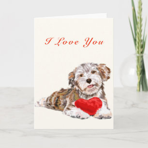 I Love You Card Puppy with Heart Gift For You