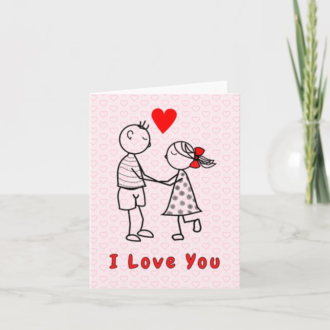 I Love You Card Romantic Couple Custom Text Name (Front)