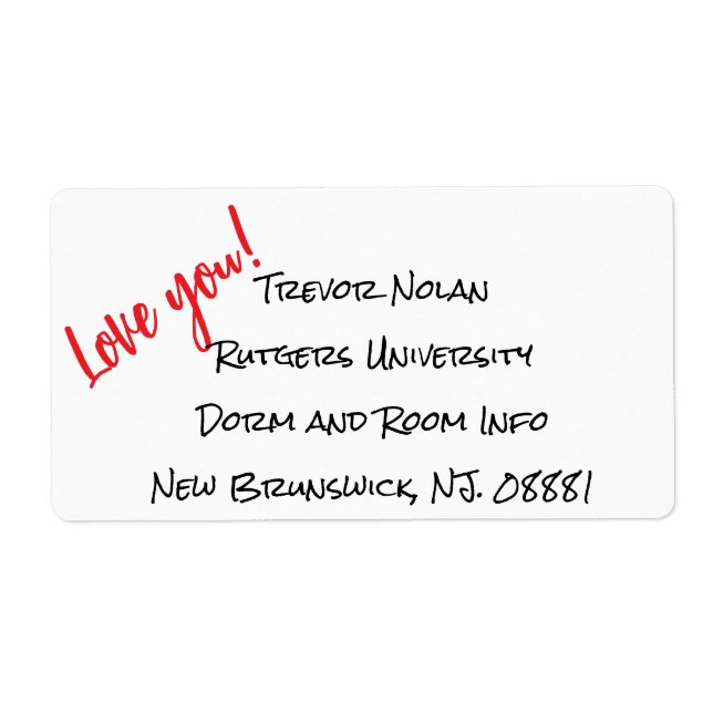 "I Love You" Care Package Shipping Label (Front)
