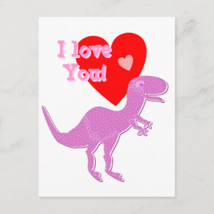 I love You Cartoon Dinosaur T-Rex Postcard