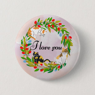 I love you, cat button