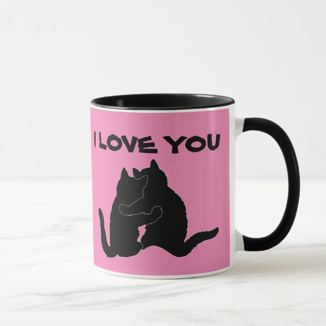 I LOVE YOU CAT COFFEE MUGS (Right)