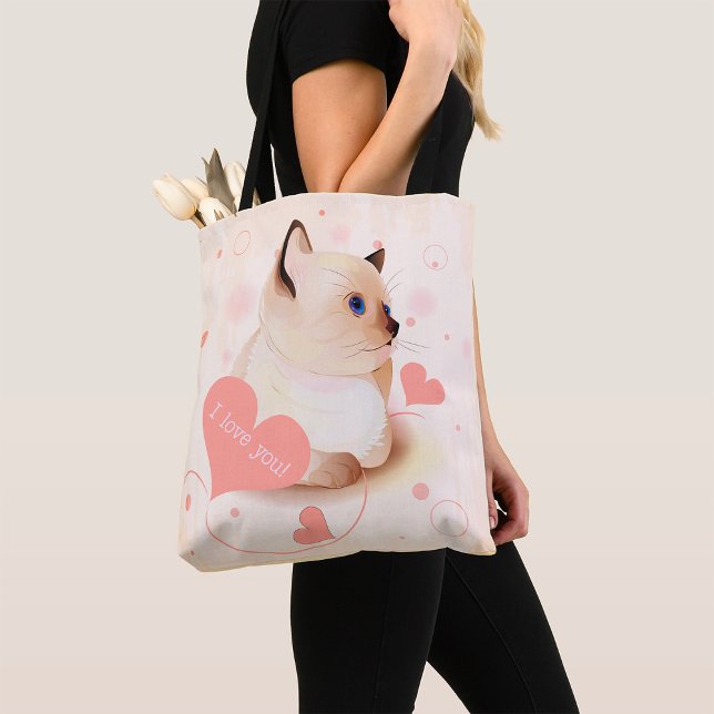 I Love You Cat Tote Bag (Creator Uploaded)
