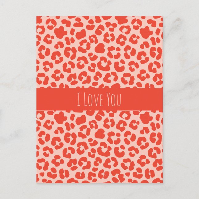 I Love You Cheetah Print Pattern Postcard (Front)