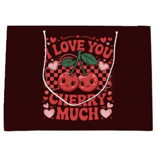 I Love You Cherry Much Groovy Cute Fruit Valentine Large Gift Bag