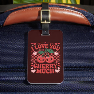 I Love You Cherry Much Groovy Cute Fruit Valentine Luggage Tag