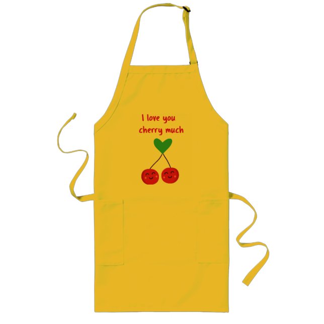 I Love You Cherry Much Valentine Long Apron (Front)