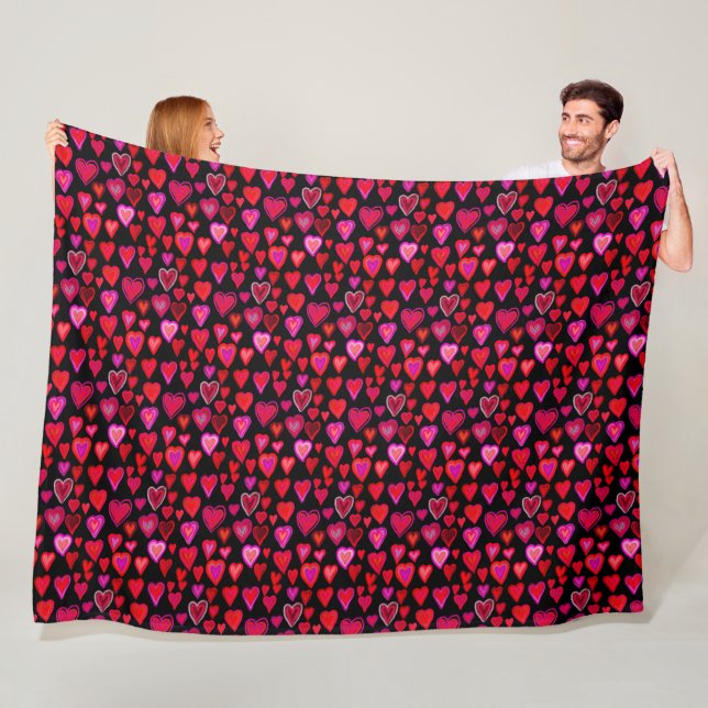 I love you, christmas heart pattern fleece blanket (In Situ)