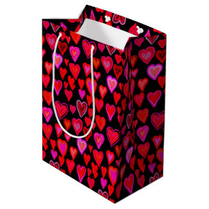 I love you, christmas heart pattern medium gift bag