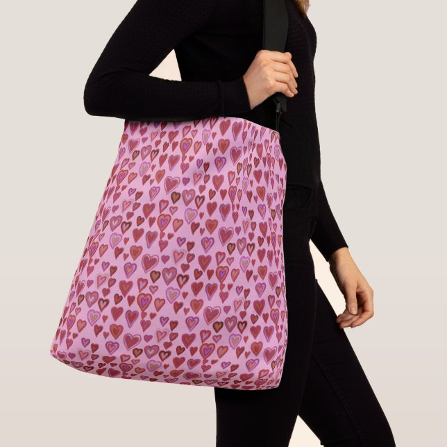 I love you, christmas heart pattern tote bag (Close Up)