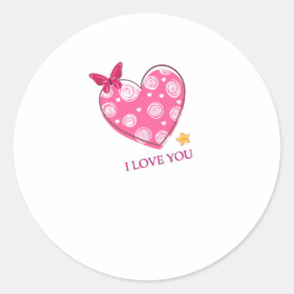 i love you classic round sticker