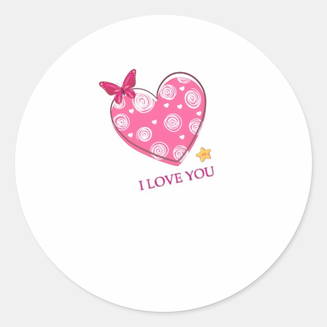 i love you classic round sticker (Front)