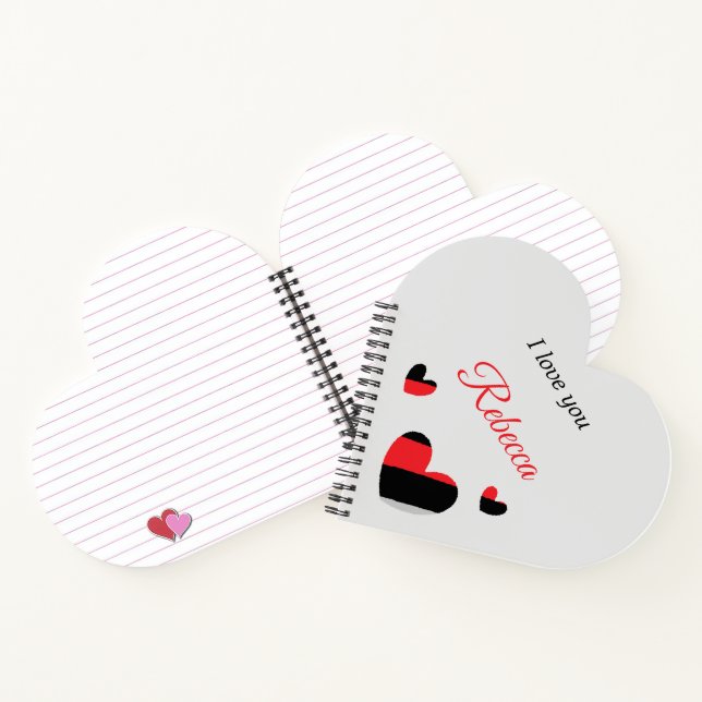 I love you colourful hearts grey notebook (Inside)