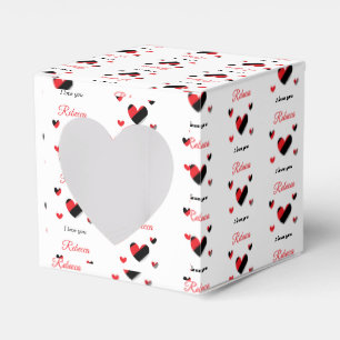 I love you colourful hearts white favour box