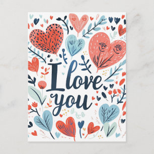 I Love You colourful message Postcard